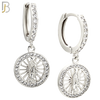 ES491 - 316L Stainless Steel Dangling Miraculous With Multi CZ Halo Huggies Earrings image 1