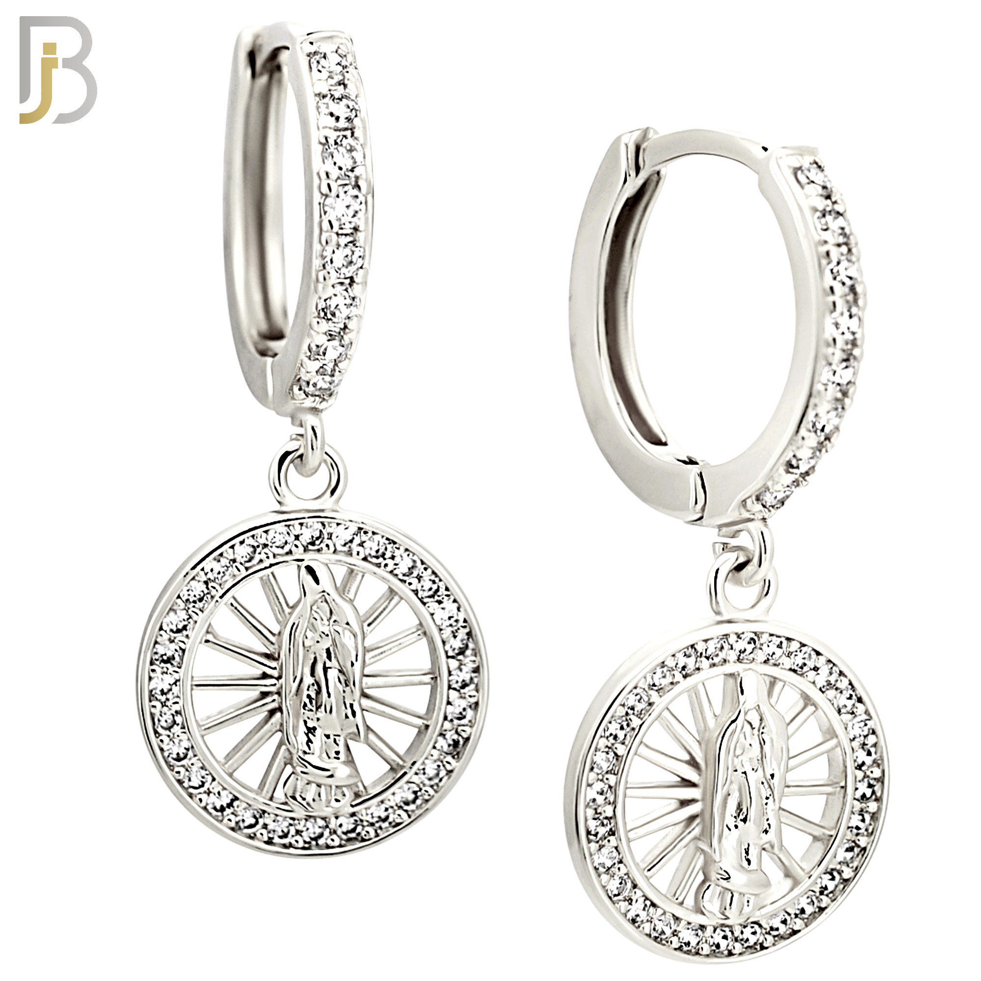 ES491 - 316L Stainless Steel Dangling Miraculous With Multi CZ Halo Huggies Earrings image 1