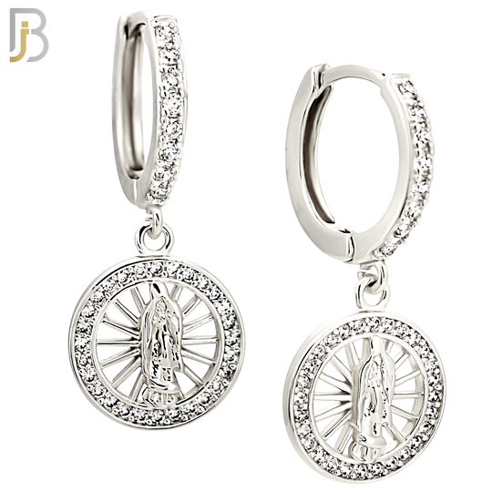 ES491 - 316L Stainless Steel Dangling Miraculous With Multi CZ Halo Huggies Earrings image 1