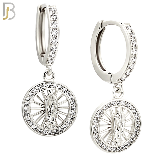 ES491 - 316L Stainless Steel Dangling Miraculous With Multi CZ Halo Huggies Earrings image 1