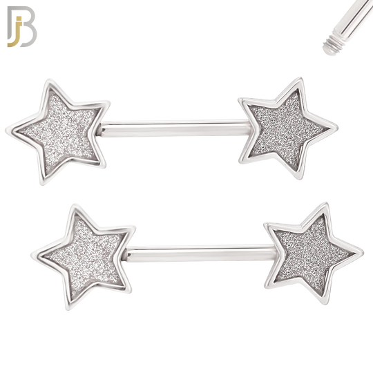 NP04 - 316L Surgical Steel Screw Sandpaper Star Nipple Ring Piercing image 1
