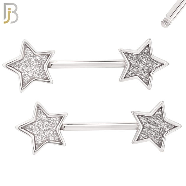 NP04 - 316L Surgical Steel Screw Sandpaper Star Nipple Ring Piercing image 1