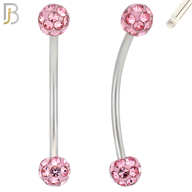 EC05S16-16 - 16g Thickness 316L Surgical Steel Snake Eye 16mm Curved Barbell Coated Multi Zircon Externally Threaded (PACK OF 4) image 7