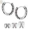 ES129 - Stainless Steel Vintage Tribal Daisy Flower Huggies Hoops Earrings image 0