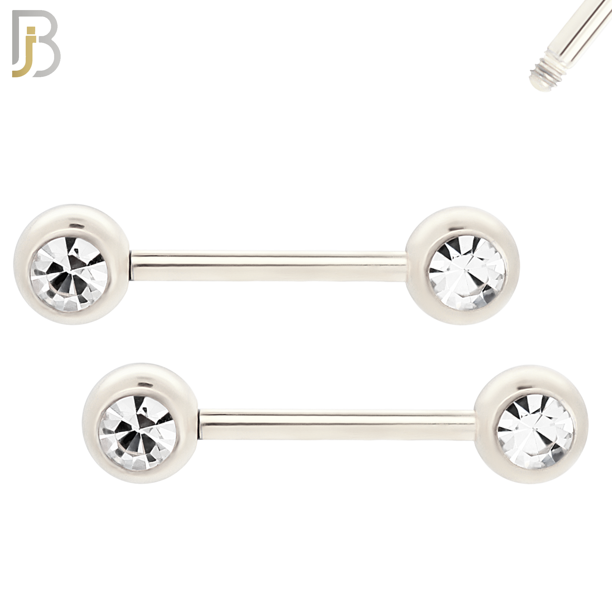 NP01-6 - 316L Surgical Steel Screw 6mm Plain Ball with Bezel Zircon Nipple Ring Piercing image 1