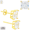 925-ES72-GC - .925 Sterling Silver Gold Plated Earring Stud Casting Square Princess Cut Prong Setting Clear Zircon image 6