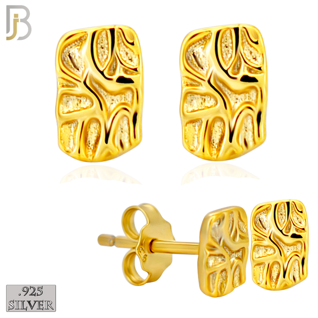 925-ES518 - 925 Sterling Silver Flat (Thin) Rectangle Nugget Push Back Earrings image 0