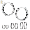 ES130 - Stainless Steel Vintage Tribal Chain Huggies Hoops Earrings image 0