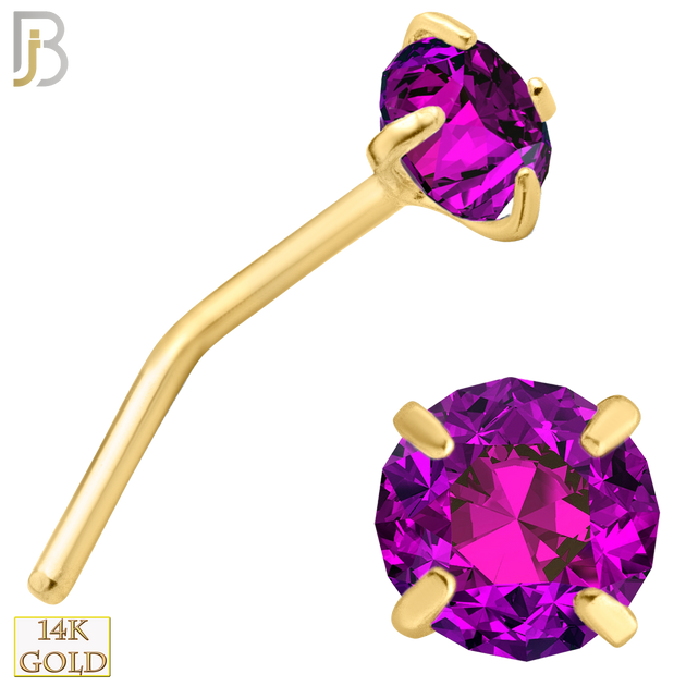 14-NR10YR-20 - 20g-14k Yellow Gold L-Shaped with Ruby in Prong Setting - 3.5mm image