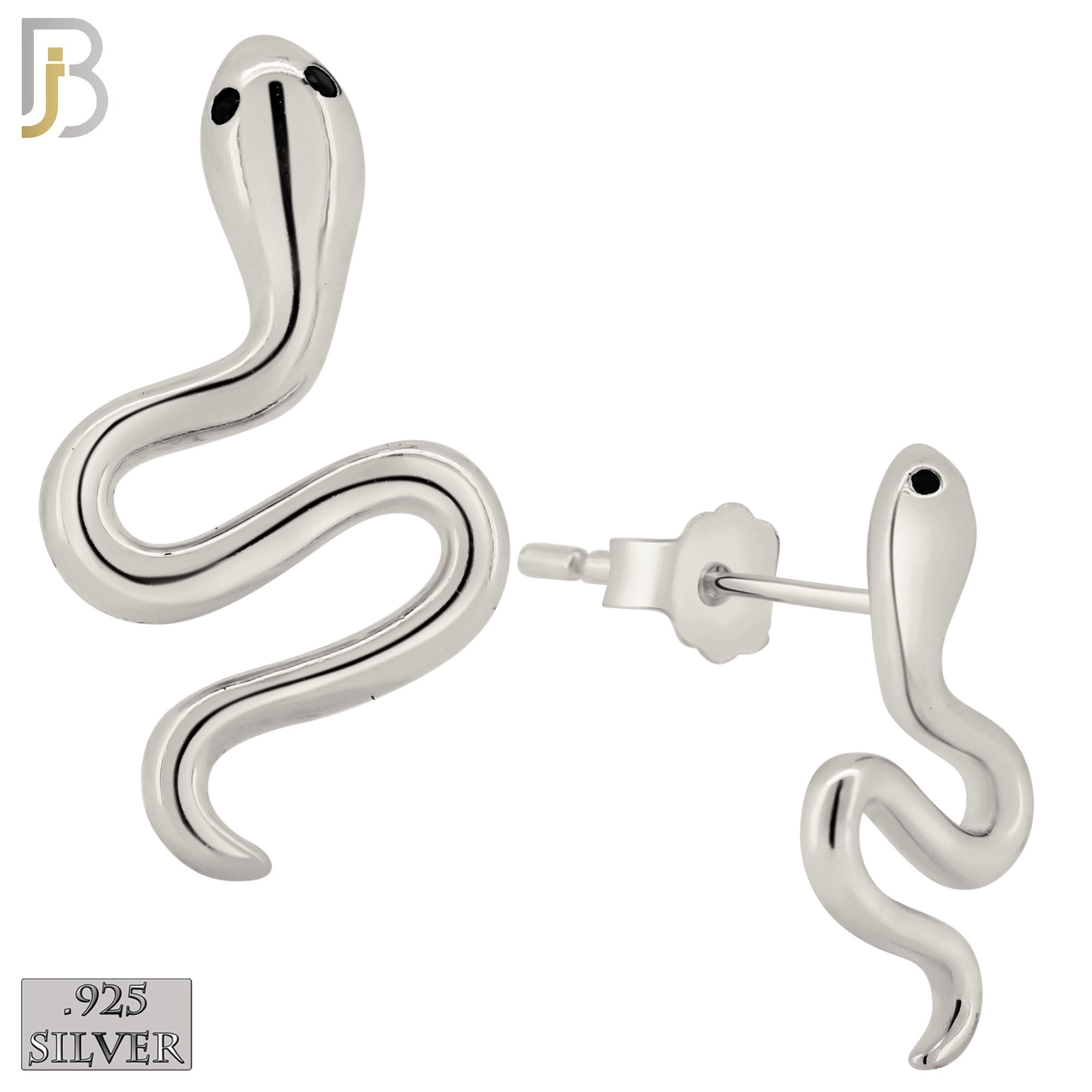 925-ES366 - .925 Sterling Silver Snake Stud Earrings image 1