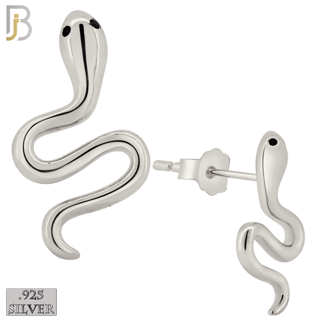 925-ES366 - .925 Sterling Silver Snake Stud Earrings image 1