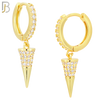 ES103 - 316L Stainless Steel Dangling Cone with Zircon Huggies Clip On image 4