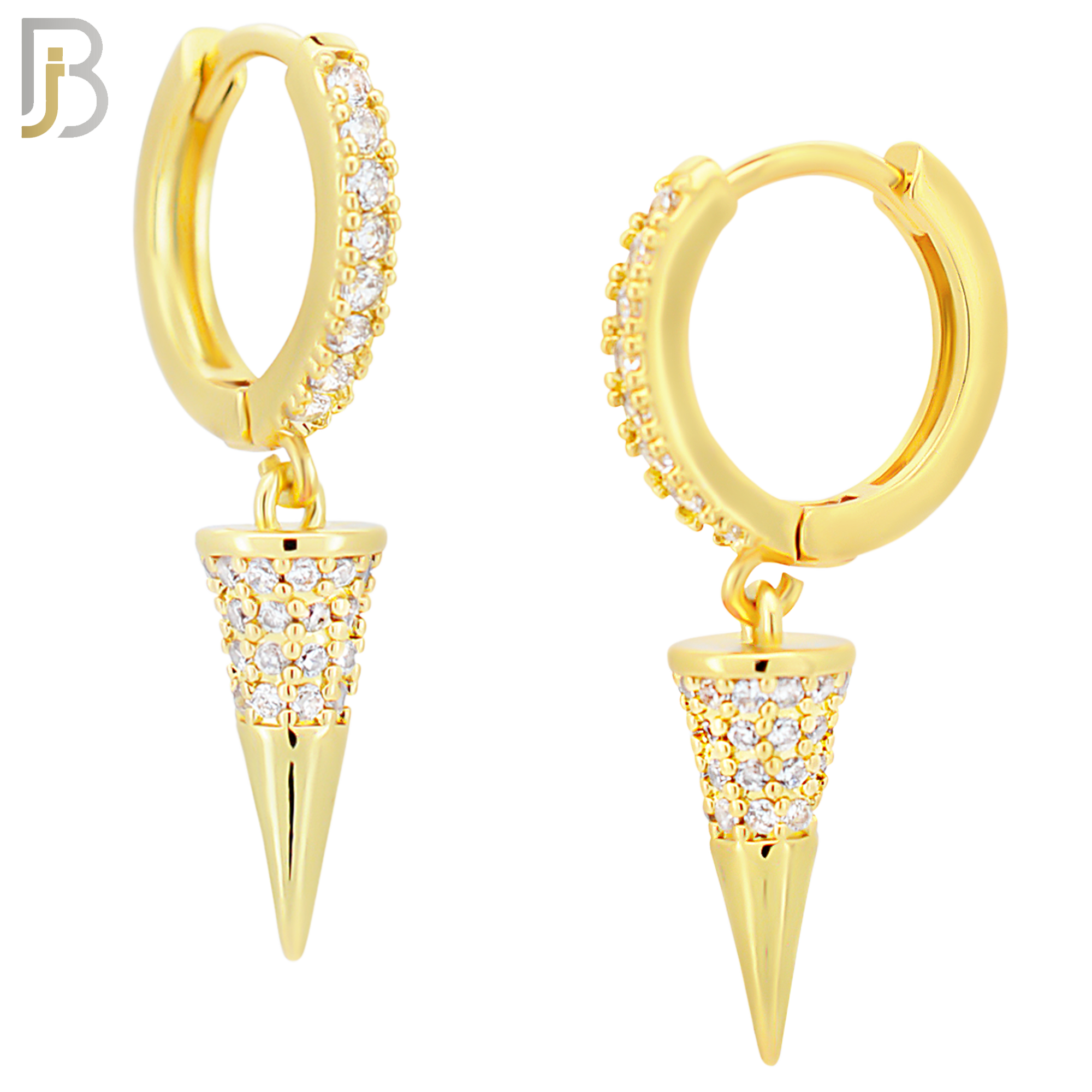 ES103 - 316L Stainless Steel Dangling Cone with Zircon Huggies Clip On image 4