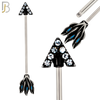 BB46 -  316 Stainless Steel Tribal Triangle Head with (7) CZ Arrow Industrial Barbell (PACK OF 4) image 1