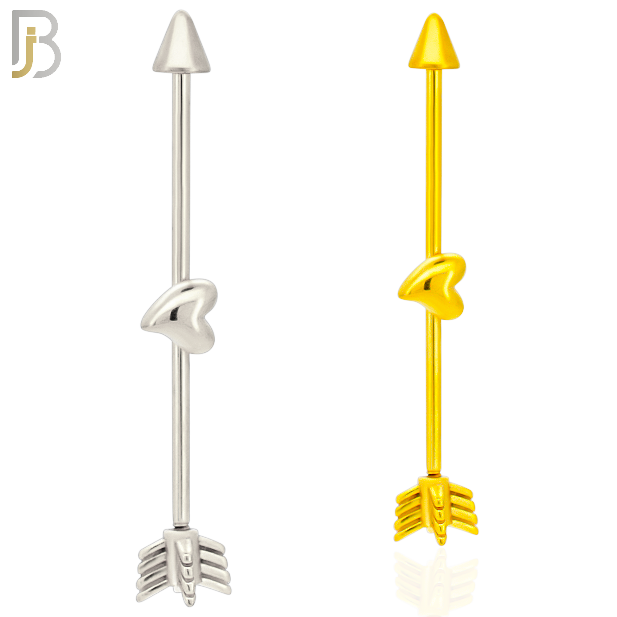 BB43 - 316L Surgical Steel Screw Arrow with Heart in the Middle Design Barbell Industrial  (PACK OF 4) image 0