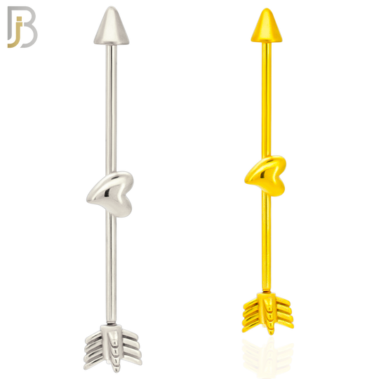 BB43 - 316L Surgical Steel Screw Arrow with Heart in the Middle Design Barbell Industrial  (PACK OF 4) image 0