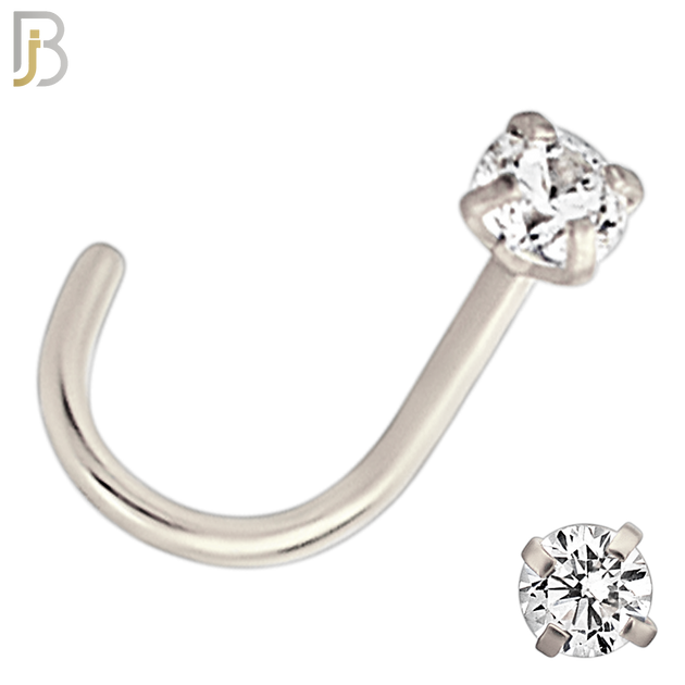 NR03S - 316L Surgical Steel Nose CorkScrew  Prong Set Zircon Round Nose Ring (PACK OF 6) image 3
