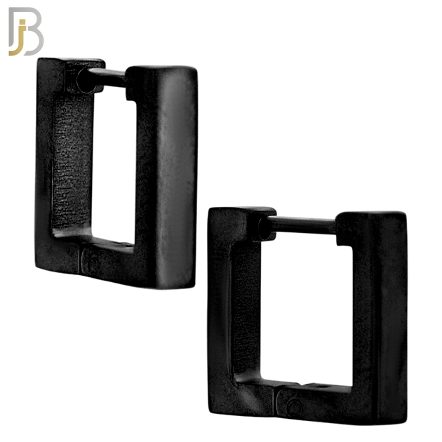 ES174 - 316L Stainless Steel Plain Huggies Square Shape  Clip On image 2