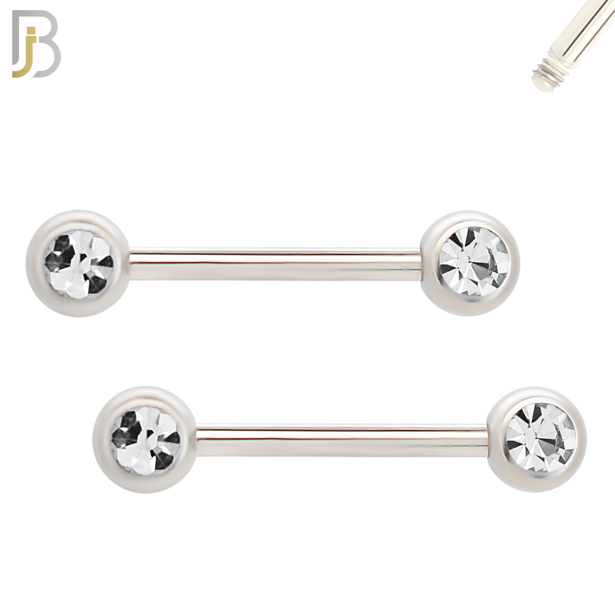 NP01-5 - 316L Surgical Steel Screw 5mm Plain Ball with Bezel Zircon Nipple Ring Piercing image 1