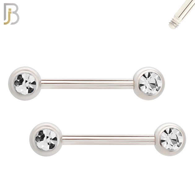 NP01-5 - 316L Surgical Steel Screw 5mm Plain Ball with Bezel Zircon Nipple Ring Piercing image 1