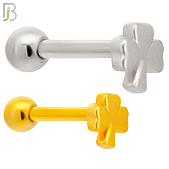TB57 - 316L Stainless Steel Plain Three Leaf Clover Tragus Barbell Cartilage Piercing Screw Ball Externally Threaded (PACK OF 6) image 0