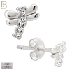 925-ES436 - 925 Sterling Silver Dragonfly Earring with Multi Zircon - Push Back image 1
