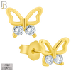 925-ES144 - .925 Sterling Silver Hollow Butterfly Design with Zircon Design Earring Stud image 2