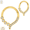14-CT68 - 14K Yellow Gold 18g Thickness Hinged Hoops with Multi Zircon image 0