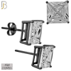 925-ES72-KC - .925 Sterling Silver Black Plated Earring Stud Casting Square Princess Cut Prong Setting Clear Zircon image 8