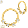 14-CT53 -  14K Solid Gold Four Zircon in Prong Setting Hinged Hoops image 0