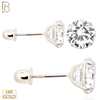 14-ES04RWC - 14k White Gold Screw Back Stud Earrings Casting Prong Setting with Round Clear  Zircon image 0