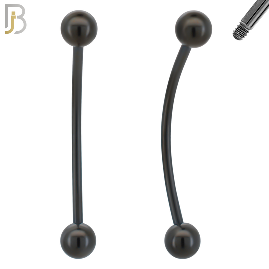 EC01K14 - 14g Thickness 316L Surgical Steel Black Plated Curved Plain Barbell Screw Ball External Threaded (PACK OF 6) image 1