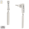 925-ES379 - .925 Sterling Silver Dangling Double Bars with CZ Stud Earrings image 1