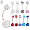 PK-NB04SA7 - 316L Surgical Steel Screw 7mm Prong Setting Round Banana Belly Ring Pack of 40 image 1