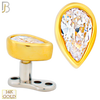 14-G23-DM11 - 14k Titanium Anchor with 14k Gold Top Pear Shaped CZ in Bezel Set Dermal  - Internally Threaded image 0