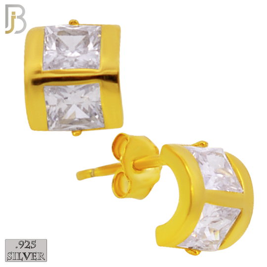 925-ES308 - .925 Sterling Silver Double Square CZ Stud Earrings image 2