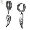 ES21 - 316L Stainless Steel Dangling Angel Wings Design Huggies Clip On image 3
