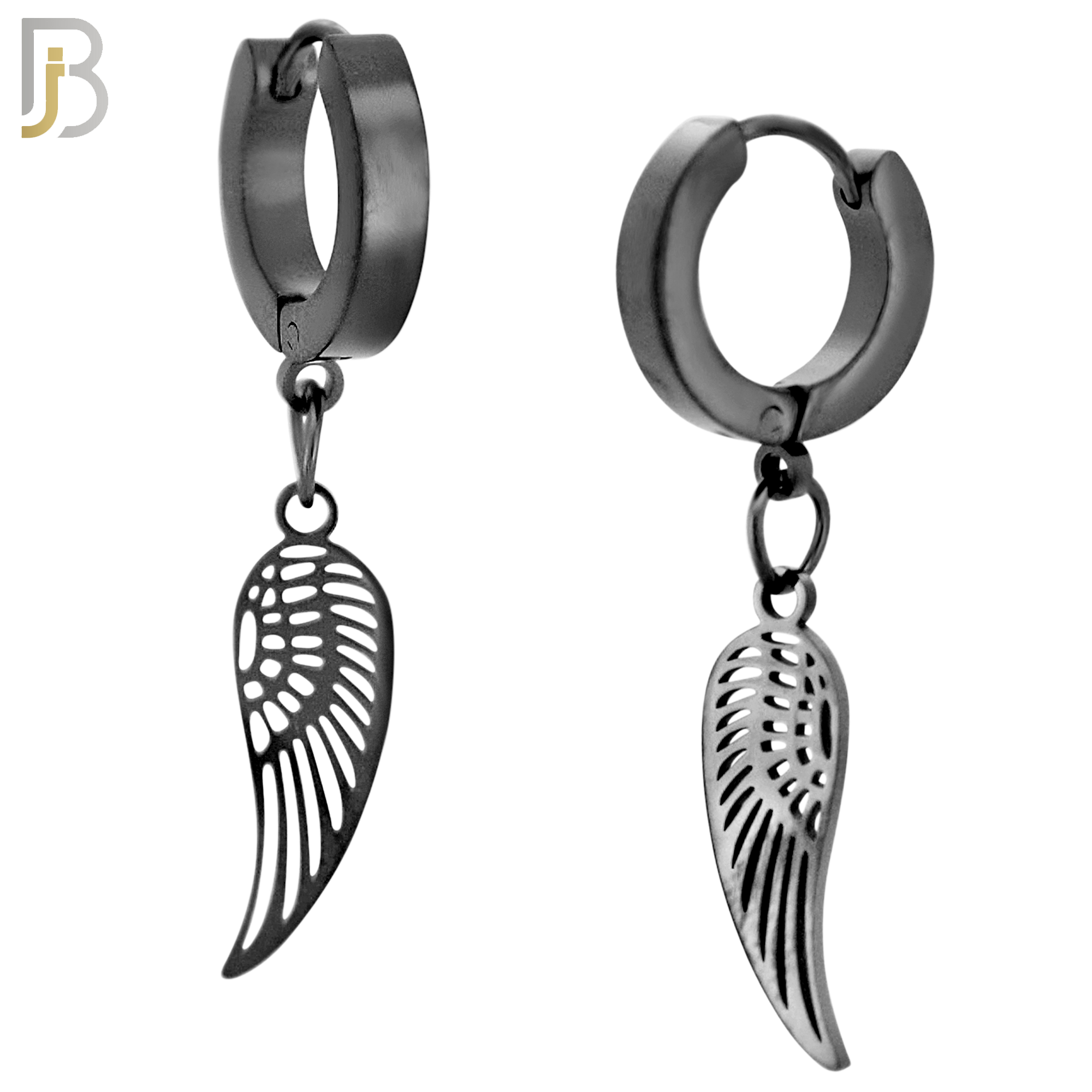 ES21 - 316L Stainless Steel Dangling Angel Wings Design Huggies Clip On image 3