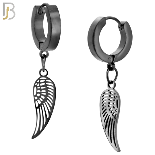ES21 - 316L Stainless Steel Dangling Angel Wings Design Huggies Clip On image 3