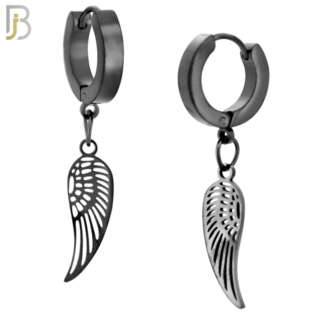 ES21 - 316L Stainless Steel Dangling Angel Wings Design Huggies Clip On image 3