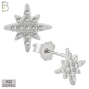 925-ES258 - .925 Sterling Silver Starburst with Zircon Design Earrings Stud image 1