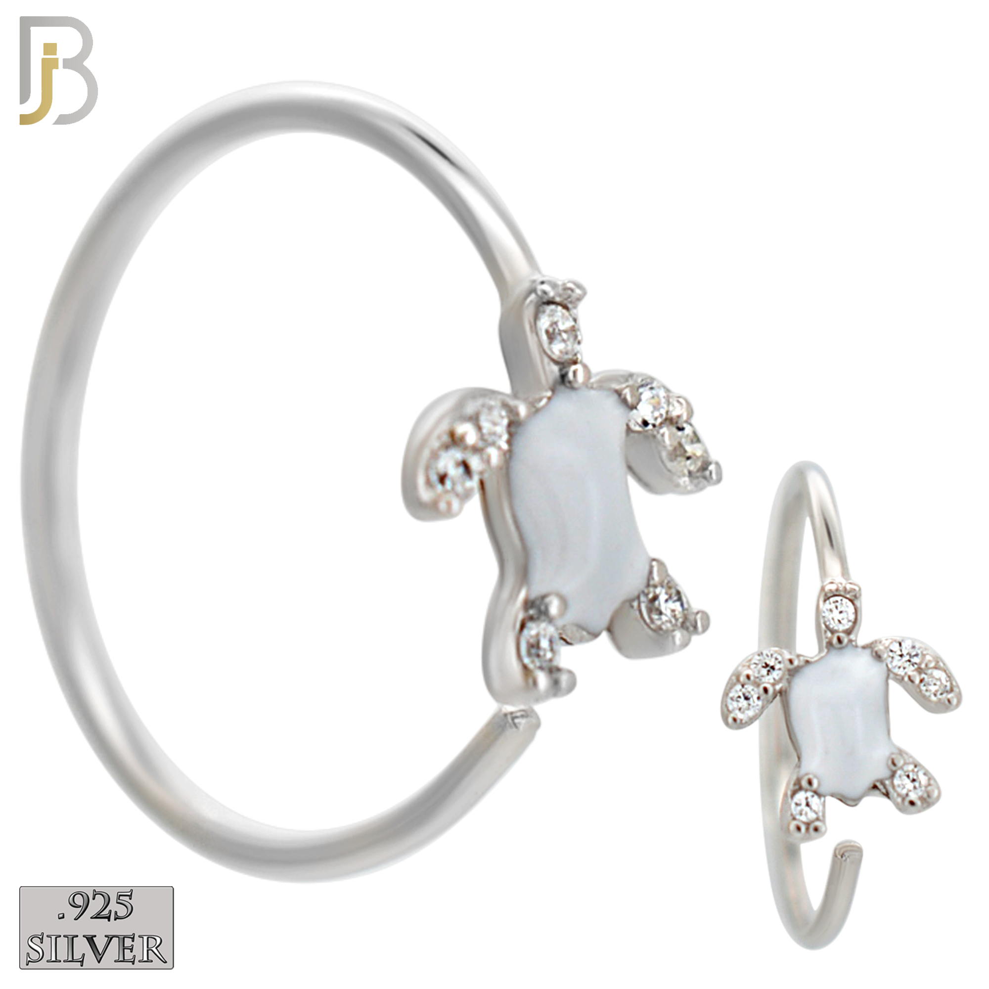 925-CT134 - 925 Silver Nose Turtle Nose Hoops with Enamel  - (Pack of 6) image 3