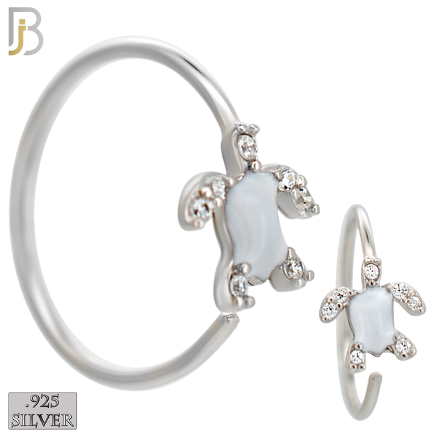 925-CT134 - 925 Silver Nose Turtle Nose Hoops with Enamel  - (Pack of 6) image 3