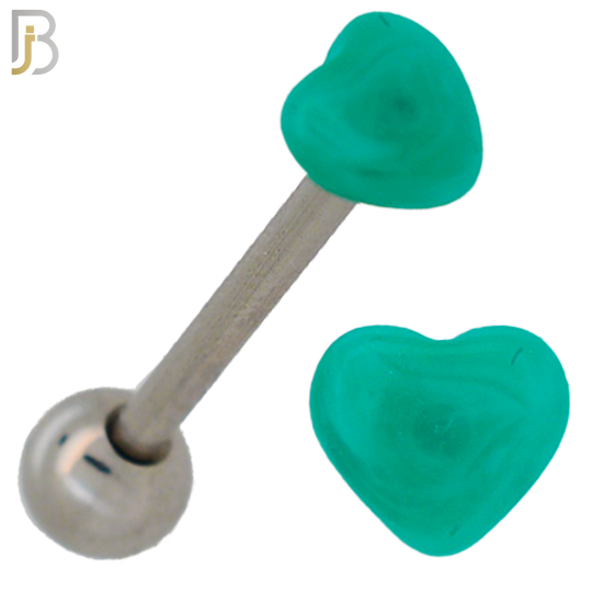 PK-BB49 - 316L Surgical Steel Barbell with Acrylic Marble Heart Screw External Threaded Pack of 120 image 10