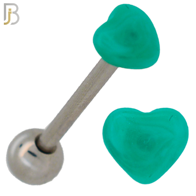 PK-BB49 - 316L Surgical Steel Barbell with Acrylic Marble Heart Screw External Threaded Pack of 120 image 10