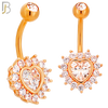 NB47 - 316L Stainless Heart Shaped CZ Center Surrounded with Round CZ Banana Belly Navel Ring image 3