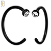 PK-CT21 - 316L Surgical Steel Nose Hoops Stopper Half Moon  with Bezel Zircon Pack of 60 - Black Plated image