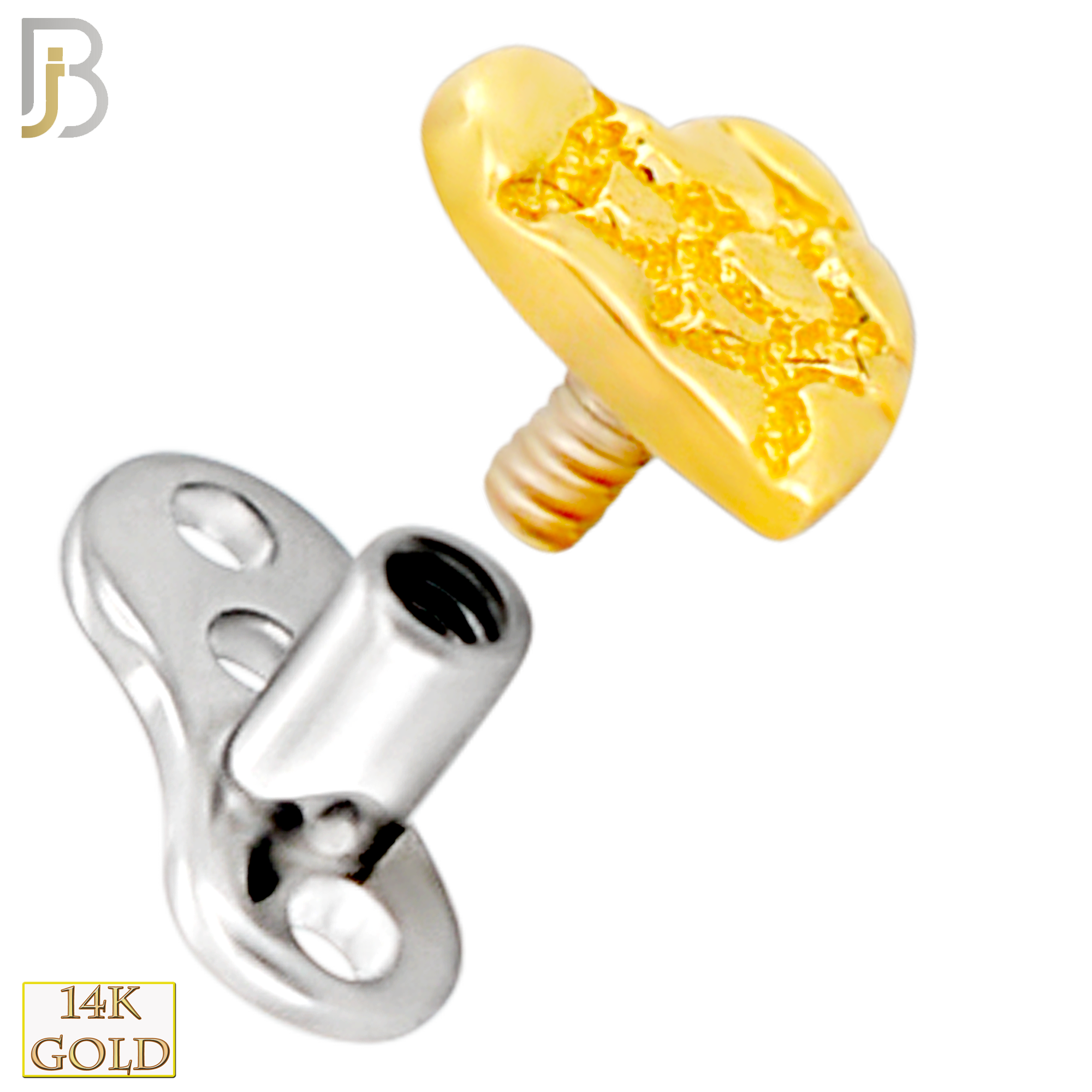 14-G23-DM20 - 14k Titanium Anchor and 14k Gold Top Heart Nugget Dermal - Internally Threaded image 1