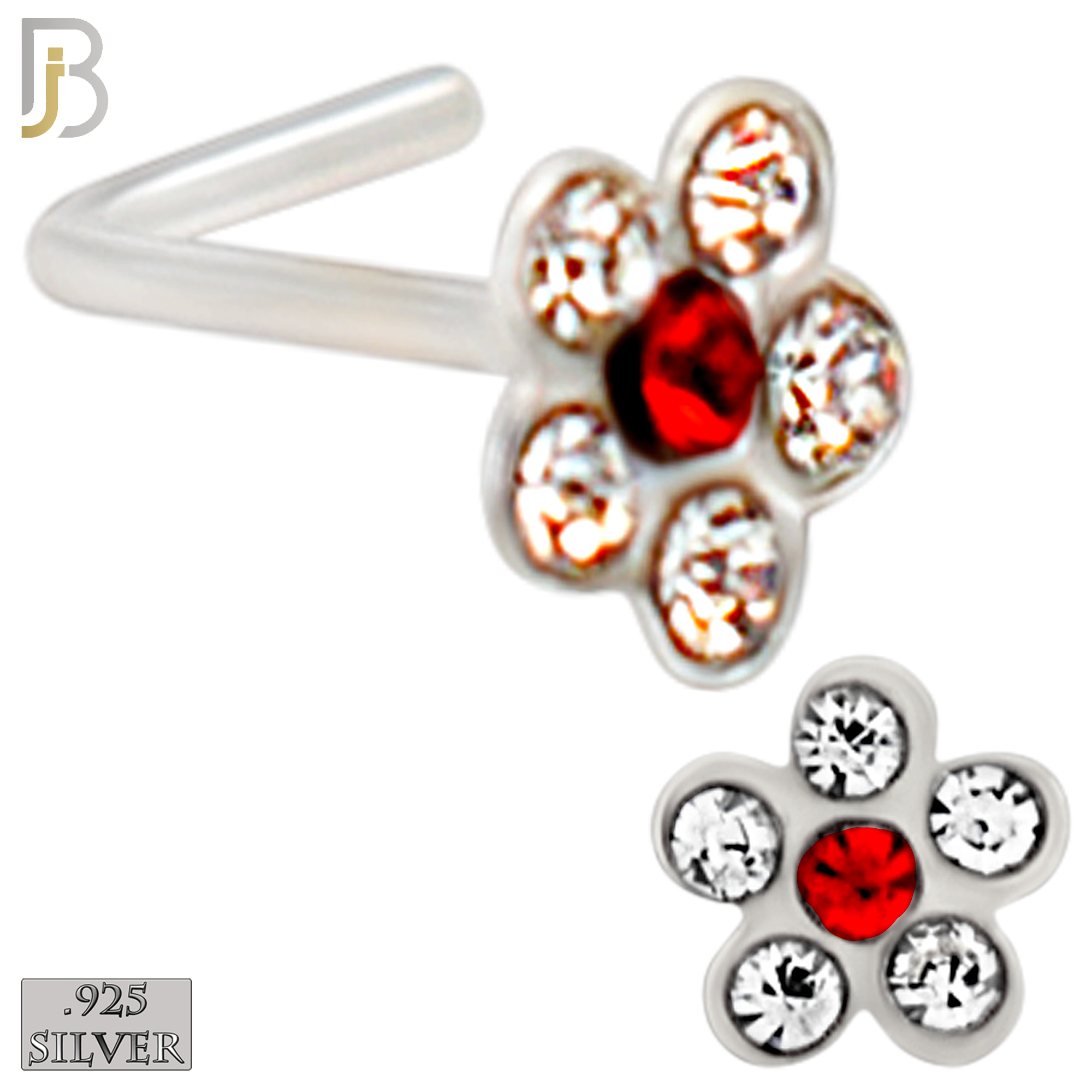 925-PK-NR08LS - 120 pcs, 925 Sterling Silver Nose Studs L Shape, 22g Thickness, Assorted Shape Design Tops Packages image 4
