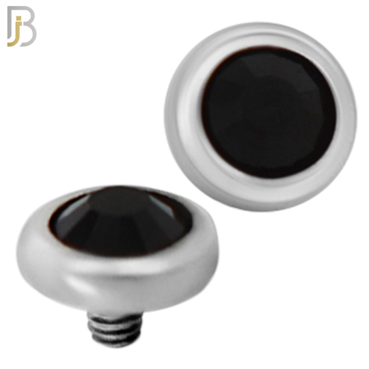 DM01SK - Surgical Steel Dermal Bezel Black Cubic Zirconia 1.2mm Screw Top (PACK OF 6) image 3
